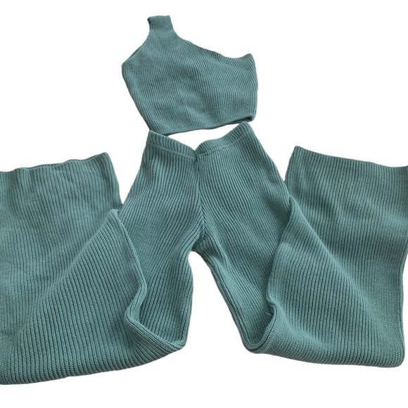 Nasty Gal Teal Ribbed Pantsuit - Picture 2 of 4